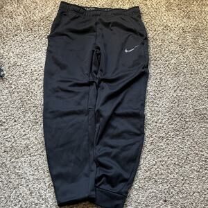 Nike Dri-FIT Pants Mens medium Black Running Joggers Tapered Reflective Pockets
